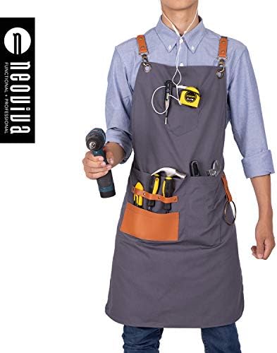 NEOVIVA Canvas Tool Apron for Men and Women with Pockets, Heavy Duty