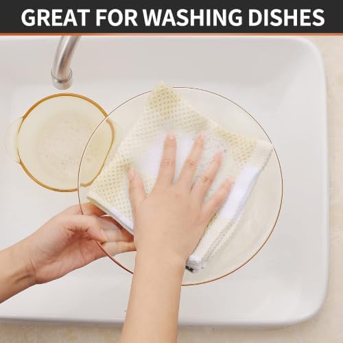 Homaxy 100% Cotton Kitchen Towels and Dishcloths Set of 8, White &