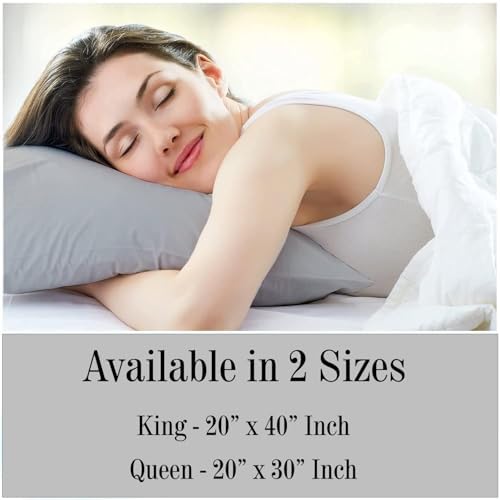 2 Pcs Queen Pillowcase Set 20x30 Inch, 100% Cotton, Light Grey