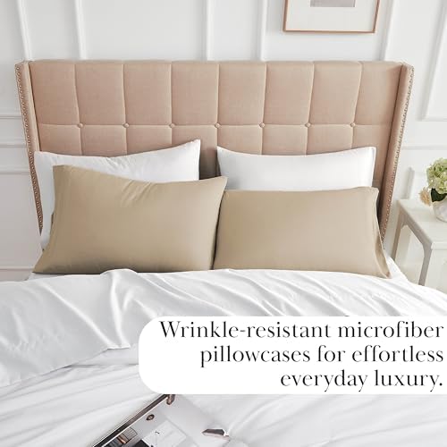 2-Piece Queen Size Pillow Cases 20x30 Pleated Brushed Microfiber