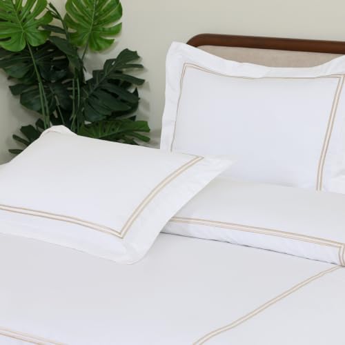 Dreamology White Duvet Cover Queen 100% Cotton Embroidered 3 Pieces
