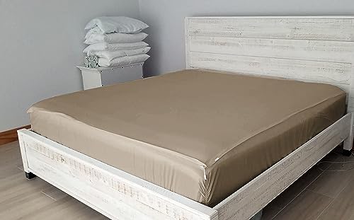 Zip On Fitted Sheet 2 Zip Sheets +1 Base 16" in Cotton Twin XL Taupe