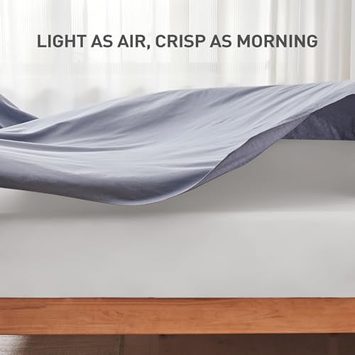 Full Size Flat Sheet 100% Cotton Percale, 2 Pack, Dark Gray
