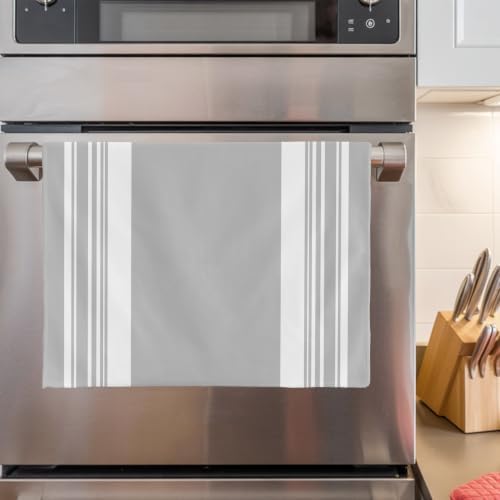 Farmhouse Grey Kitchen Towels Set of 4, Absorbent Microfiber Soft Dish