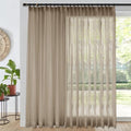 Fcosie Pinch Pleat Linen Textured Sheer Drape 108 Inches Long for
