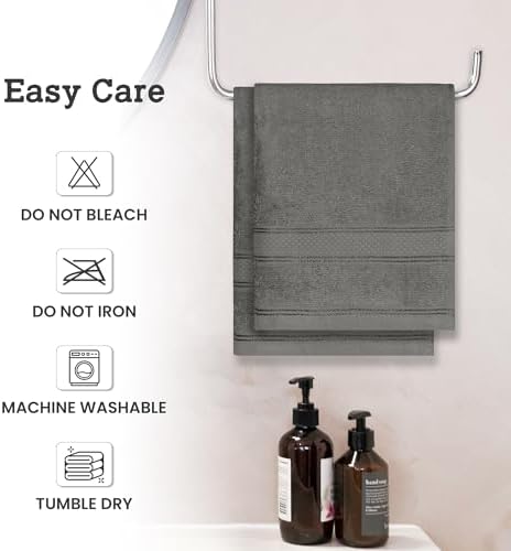 Casa Lino Cotton Hand Towels 16x24 Inch, 100% Cotton, Silver Grey