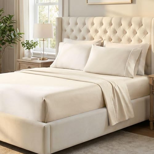 SUPERIOR 650 Thread Count Egyptian Cotton Sheet Set, Deep Pocket Bed