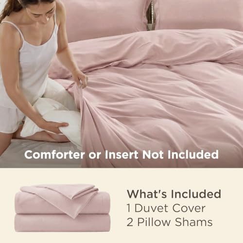 Bedsure Cal King Duvet Cover, Double Brushed Bedding Set, Rose Pink