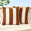 Allorry Outdoor Pillow Covers 18x18 Rust Striped Outdoor Decor