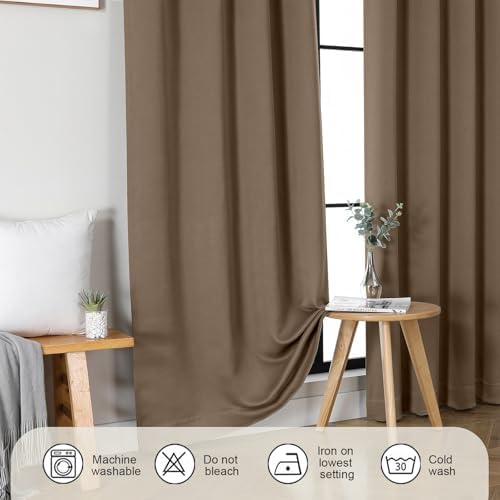 Gwine Brown Blackout Curtains 72 Inches Long 2 Panels for Living Room