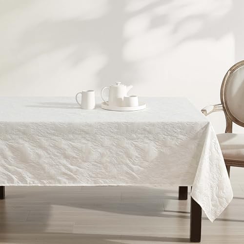 Laura Ashley Wrinkle Resistant Annaleigh Tablecloth, 60" x 102", Ivory