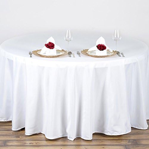 TABLECLOTHSFACTORY 90 Inch White Round Tablecloth - Linens Polyester