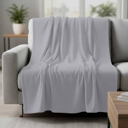 Gray Throw Blanket Solid Color Flannel Fleece Blanket Warm Cozy Soft