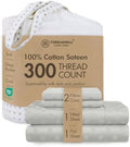 Threadmill 300TC Cotton King Sheet Set, Sateen, Damask, Light Grey