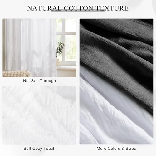 Melodieux White Sheer Curtains 108 Inches Long for Living Room Patio