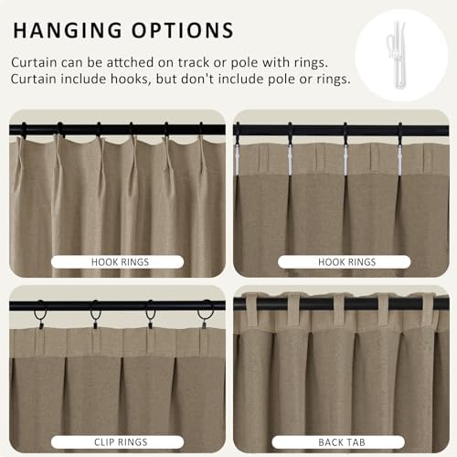 Thermal Ilated Full Blackout Linen ains 72" W x 84" L Pinch Pleated