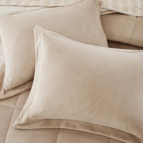 Plush Queen Comforter Set Light Taupe Flannel Velvet Bedding Sets