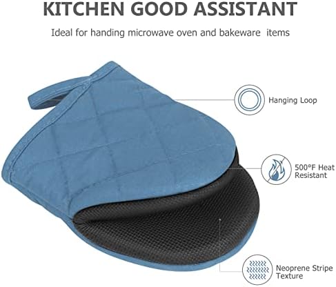 1 Pair Short Oven Mitts - Silicone Kitchen Oven Gloves High Heat