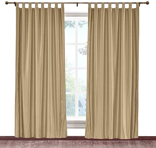 cololeaf Vintage Textured Faux Dupioni Silk Curtain Tab Top for