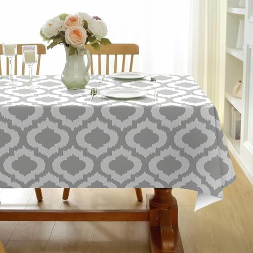 Ethnic Line Pattern Print Square Tablecloth, Waterproof Vinyl Table