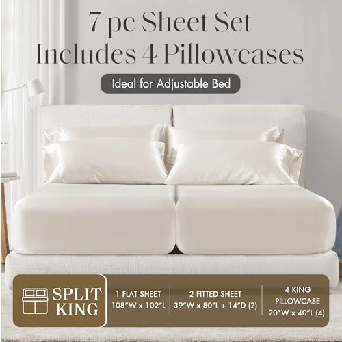 Madison Park Essentials Satin Sheets Split King Size Bed Set, 7 Pcs