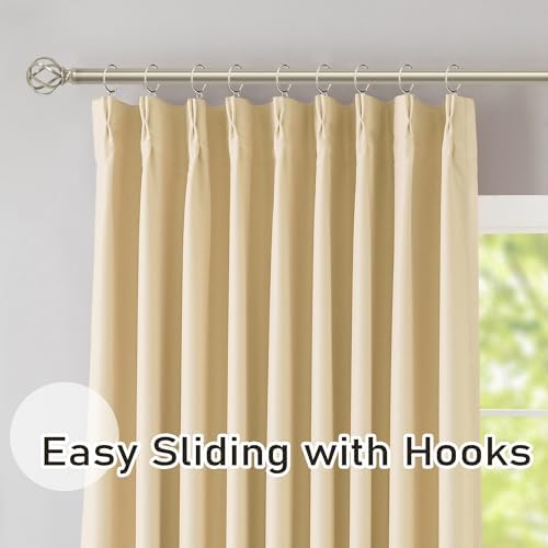 DONREN Beige Pinch Pleated Blackout Curtains with Hooks - 108 inch