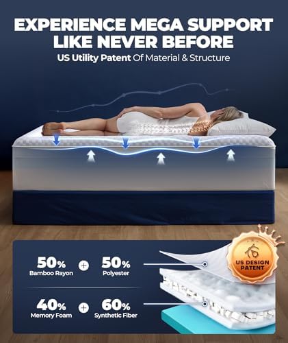 5 Inch Mega Support Memory Foam Queen Mattress Topper for Pressure