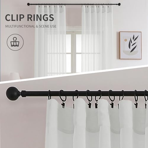 CUCRAF White Sheer Curtains 95 Inches Long 2 Panels Set, Semi Sheer