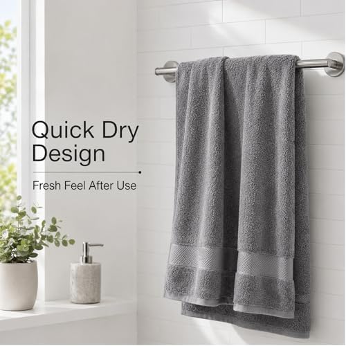 100% Cotton Luxury Bath Towels Set of 4, Lightweight, Quick Dry, Dark