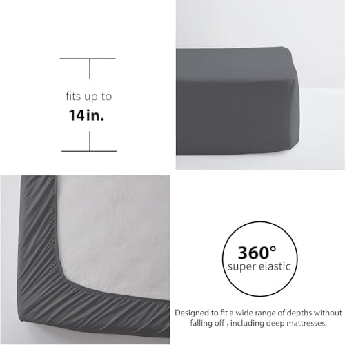 Full Size Comforter Sets 7 Piece, Dark Grey Bed in a Bag Full Bedding