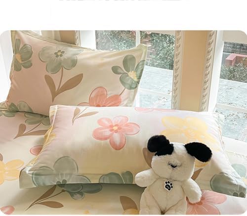 Floral Duvet Cover Set Queen Size, Super Soft Breathable Cotton