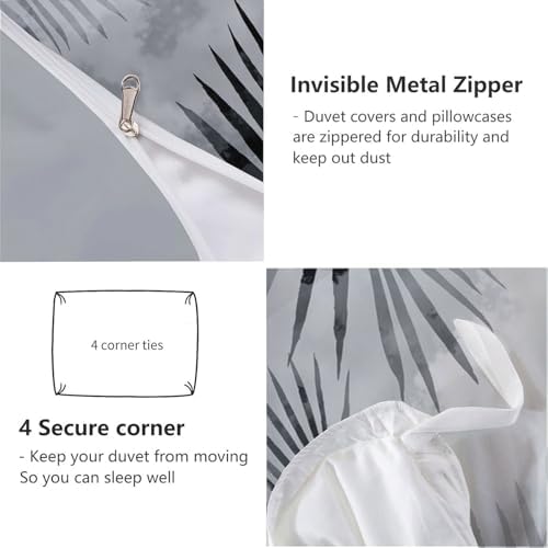 King Size Bedding Set Palm Leaf Texture Adults Soft Microfiber Fluffy