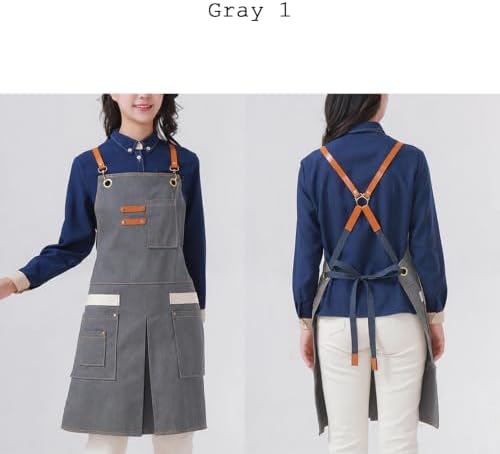 Twill Cotton Canvas Chef Aprons for Women Men with Large Pockets