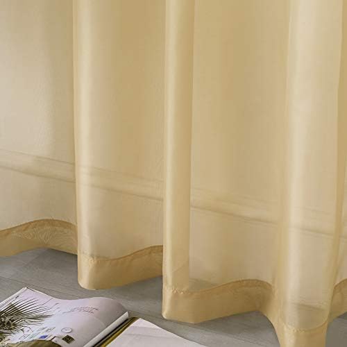 DUALIFE Antique Taupe Brown Sheer Curtains 84 Inch Length Grommet