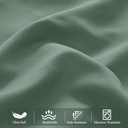 King Pillow Shams Set of 2 Sage Green Pillow Shams Soft Microfiber