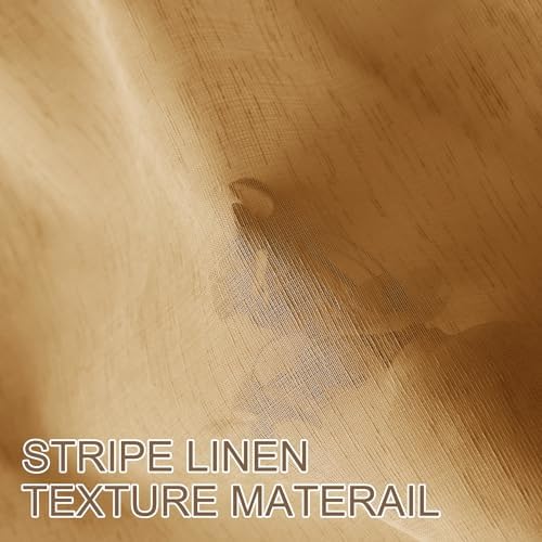 Fcosie 52" Wx108 L Stripe Semi Sheer Curtain with Silver Grommets