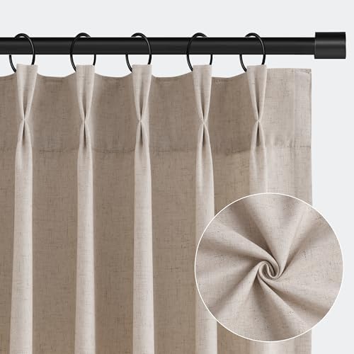 Aersas Taupe Burlywood Pinch Pleated Linen Curtains 84 Inches Long 2