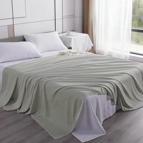 Aerlomi King Flat Sheet, 105x102 Inches, Brushed Microfiber, Smoke
