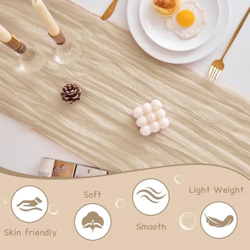 10 Pack Beige Table Runner 21x120 Inch Beige Cheesecloth Table Runner