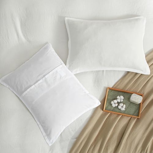 Bailix Muslin Duvet Cover Queen, 100% Cotton, White