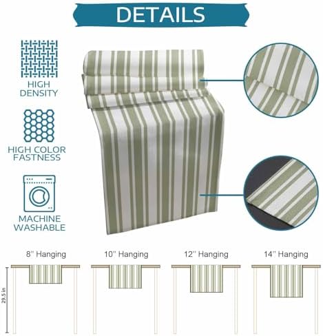 Strip Table Runner and Placemats Set of 4 Rustic Farmhouse Strip Green