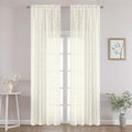 Chyhomenyc Ivory Sheer Curtains 96 Inch Length 2 Panels Set, Light