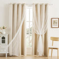 indistar Home Blackout Curtains Double Layer Solid Sheer Grommet Top