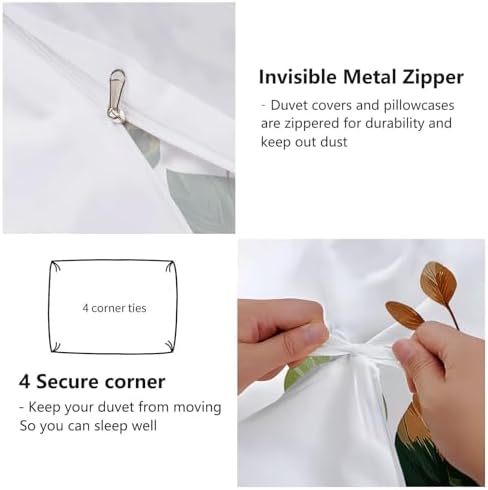 Duvet Cover Queen - Reversible Plants Leaves Branches Printing Ultra