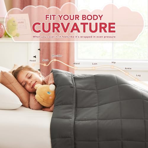 Weighted Blanket (10lbs, 40"x 60", Grey) Heavy Blanket for 90-100lbs