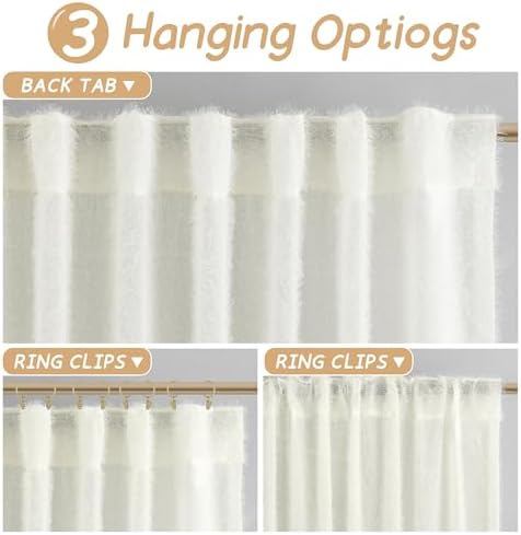 Cream Colored Shabby Chic Curtains 84 inches Long 2 Panel Set for