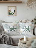 18x18 Throw Pillows Set of 2, Green Coastal Waterproof Outdoor Pillow
