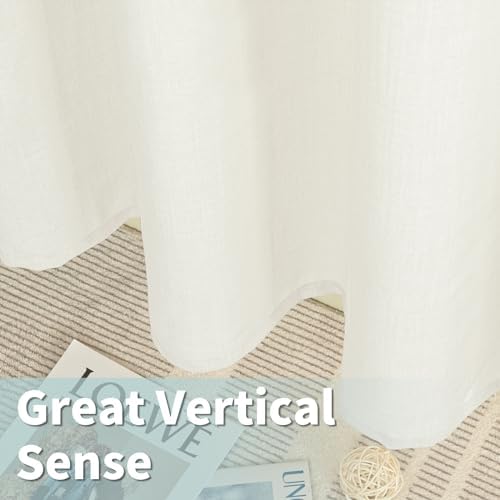 LAMIT Cream White Linen Curtains for Living Room 84 Inch Length, 2