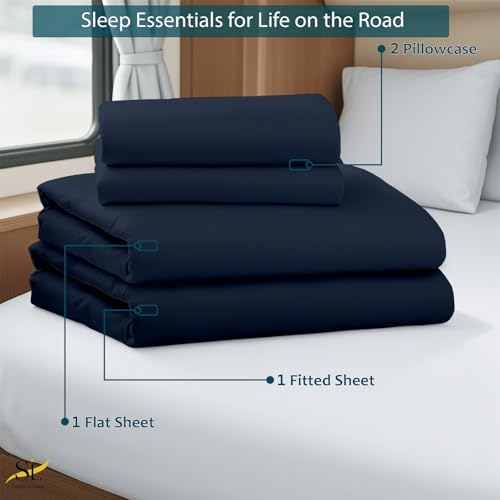 Shreem Linen RV Bunk Sheets 30x80, 100% Egyptian Cotton 4-Piece Camper