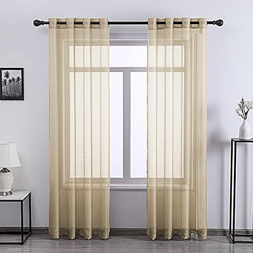 DONREN 108 Inch Extra Length Sheer Curtains for Bedroom - Grommet Top